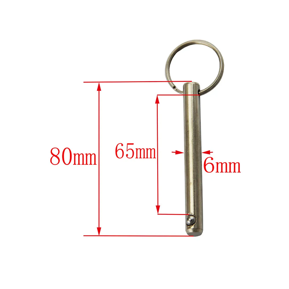 Diameter 1/4 " & 6mm rostfria kulstift, användbar längd 16-90mm med fjädrande kula för biminitop, marin hårdvara: Orange