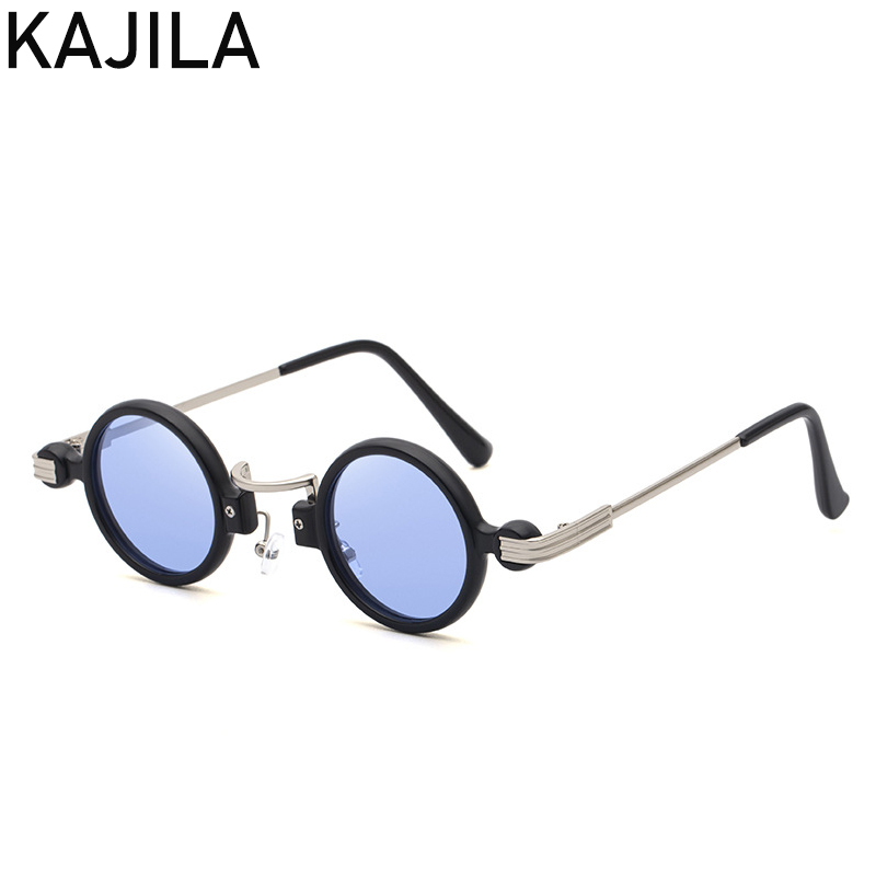 Vintage Small Round Steampunk Sunglasses Men Luxury Brand Punk Sun Glasses For Male Eyewear Shades Lentes De Sol: Blue