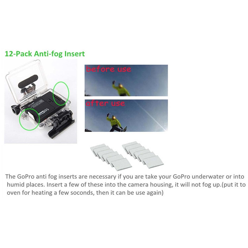 60 Stks/partij Anti-Fog Inserts Anti Fog Recycle Drogen Inserts Voor Gopro Hero 10 9 8 7 6 5 4 3 + 3 Sjcam Voor Xiaomi Yi Action Camera