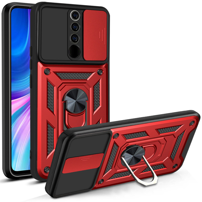 Schokbestendig pantserhoesje voor Xiaomi Redmi Note 8 Pro Autohouder Telefoonhoesje voor Redmi Note 8 Cameralensbescherming Fundas: ABS / Black