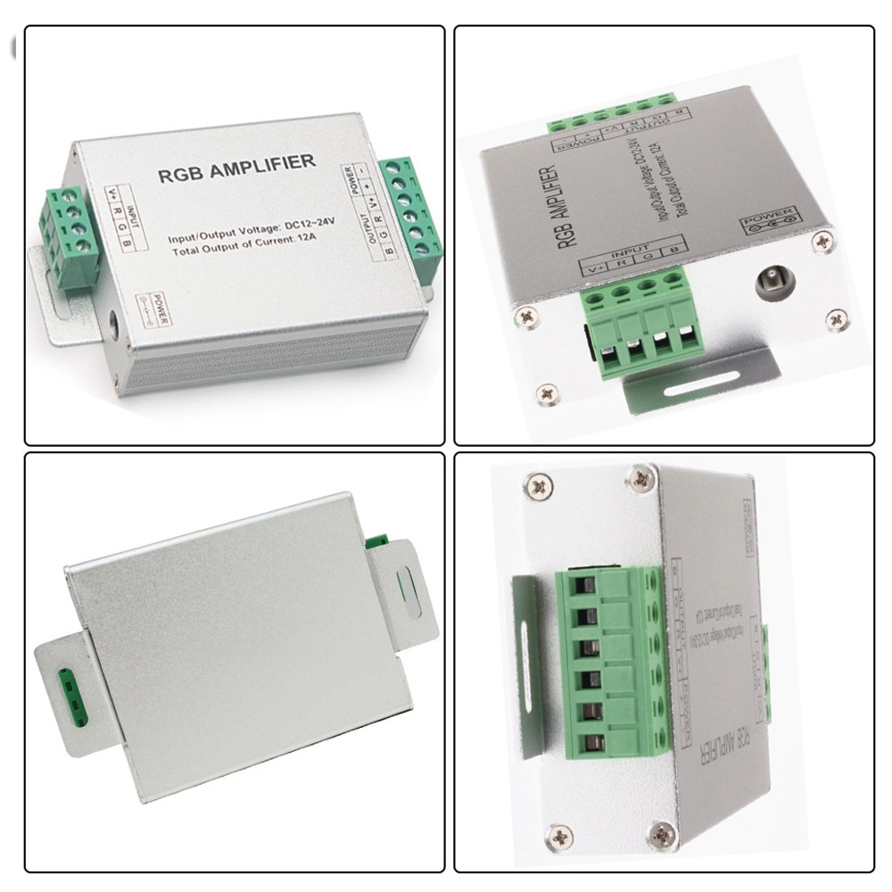 DC12V-24V Led RGB Amplifier RGBW Aluminum 24A 3CH 4CH Led Amplifier For 5050 3528 Led Strip Light Tape Power Repeater Console