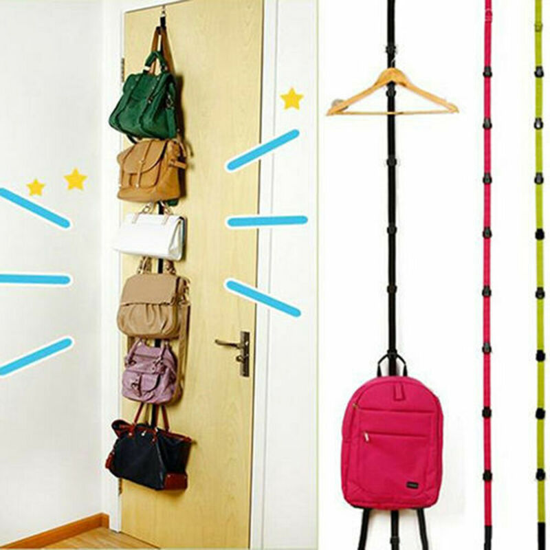 Over Door Straps Hanger 8 Hooks Adjustable Cap Hat Bag Clothes Coat Rack Organizer Holder Rack Home Storage Organization