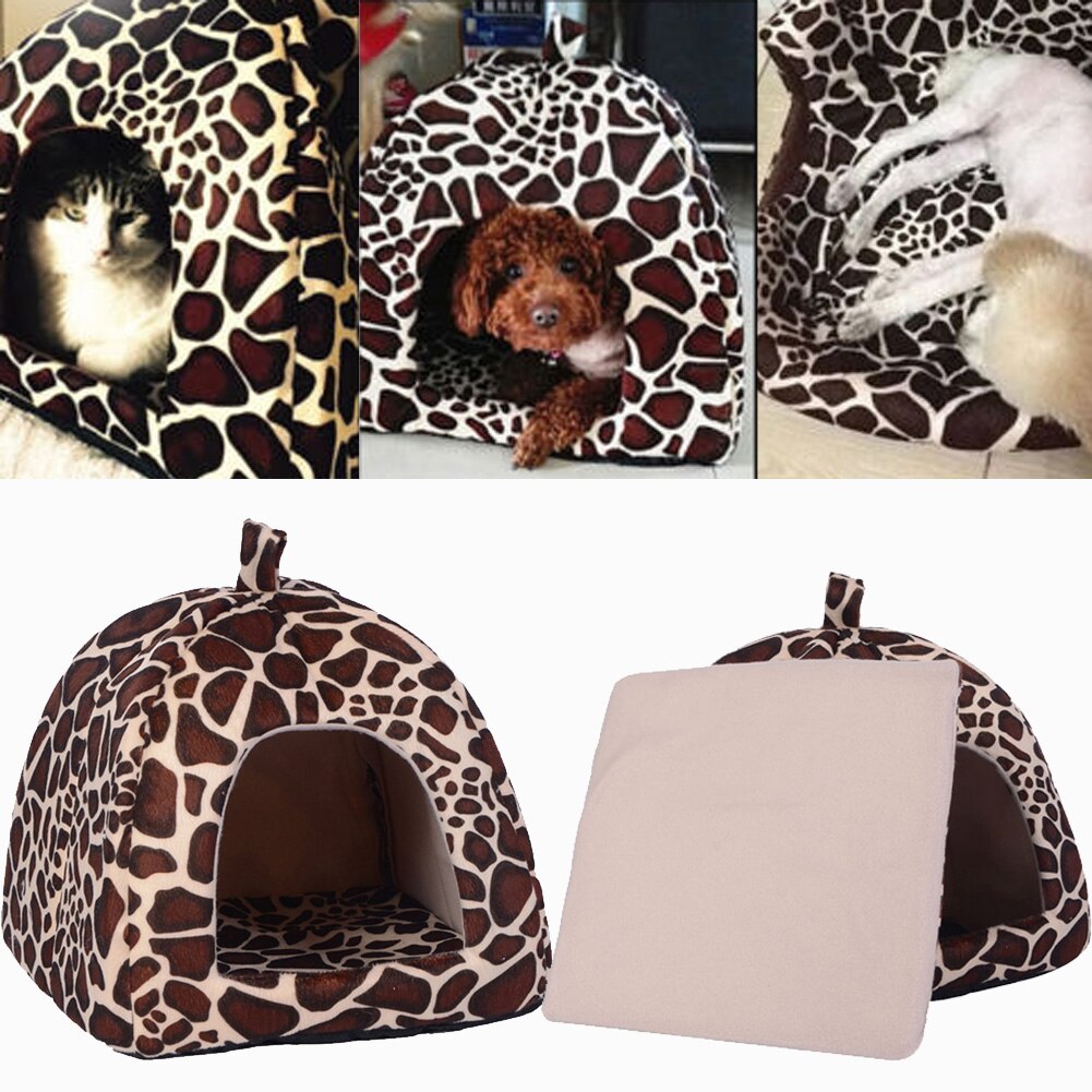 Panier à coussin pour chien et chat, respirant, doux, motif léopard, fraise, niche pour chien, chiot, chaton, accessoire de