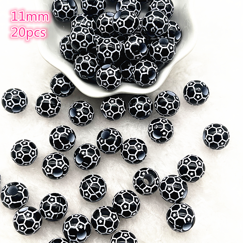 Cuentas acrílicas espaciadoras para hacer joyas, pulsera hecha a mano, 10-20 piezas, deporte, Rugby, tenis, baloncesto, fútbol, voleibol: plum
