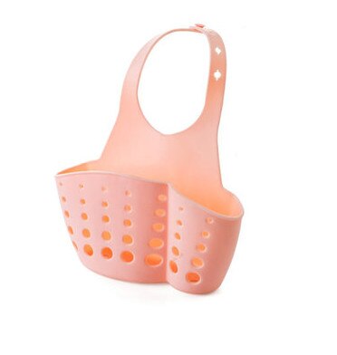 Kitchen Hanging sink Drain Basket Storage Drain Bag Cleaning Brush Toothbrush Holder Soap Sponge Drain Rack Sucker Storage Tool: Pink