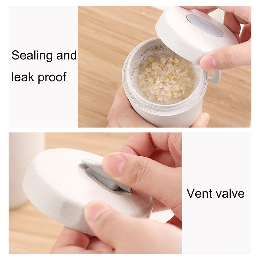 300ML Healthy Material Wheat Straw Sealed Soup Cup With Lid Portable Lunch Box Mini Bento Box Microwave Drink Cup For Porridge