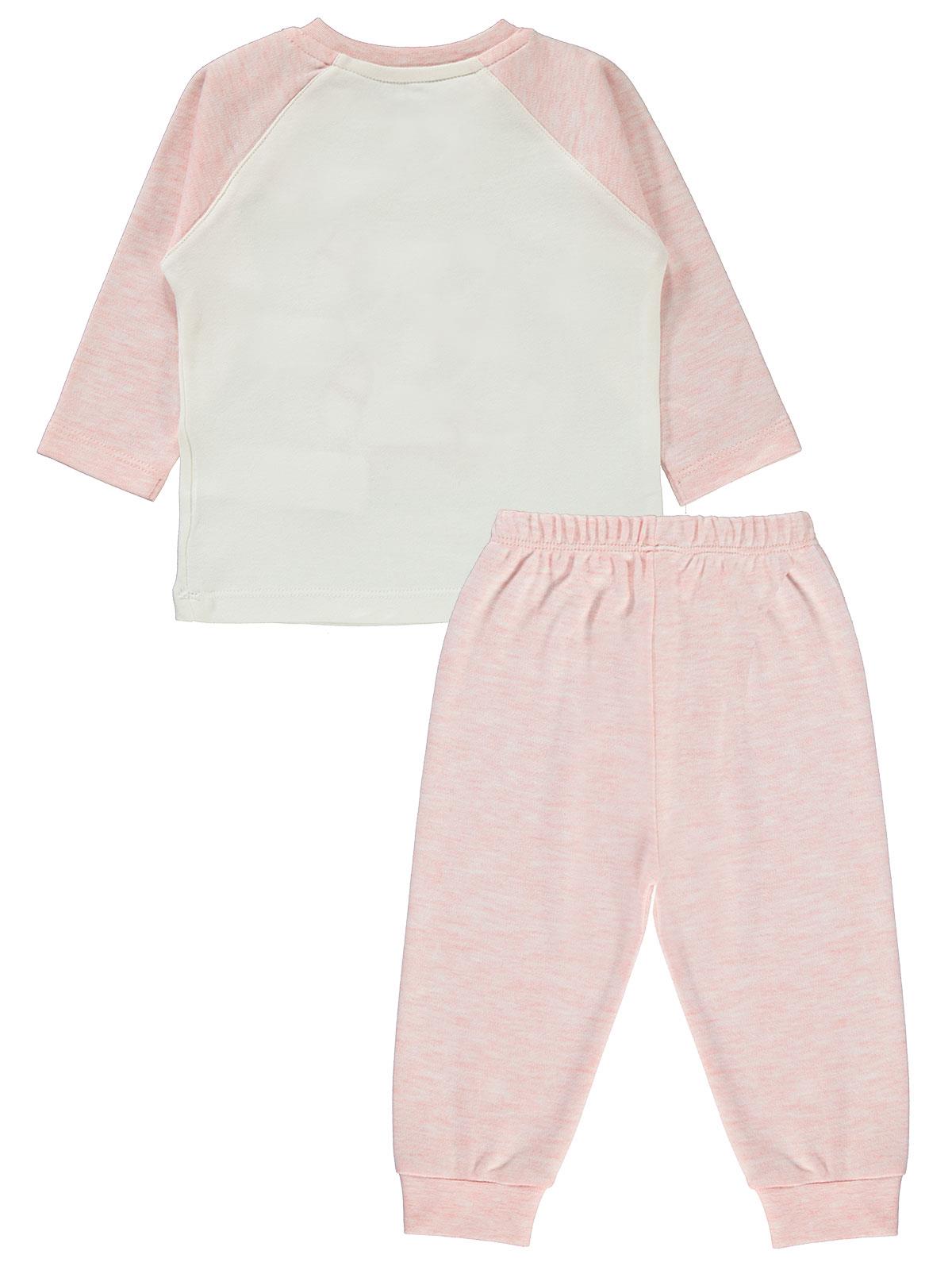 Kujju baby pige kæmmet bomulds pyjamas sæt 6-18 måneder lyserød farve 100%  bomuld baby krave langærmet