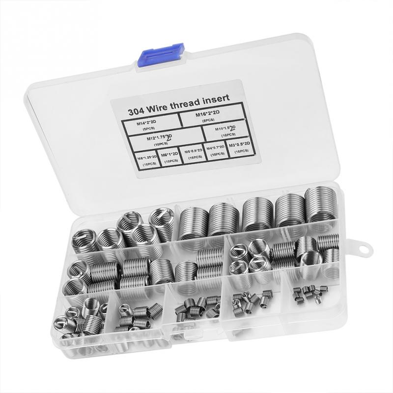 80Pcs/Set M3-M14 Thread Repair Insert Kit SS304 Stainless Steel Coiled Wire Screw Threaded Inserts alambre de acero inoxidable