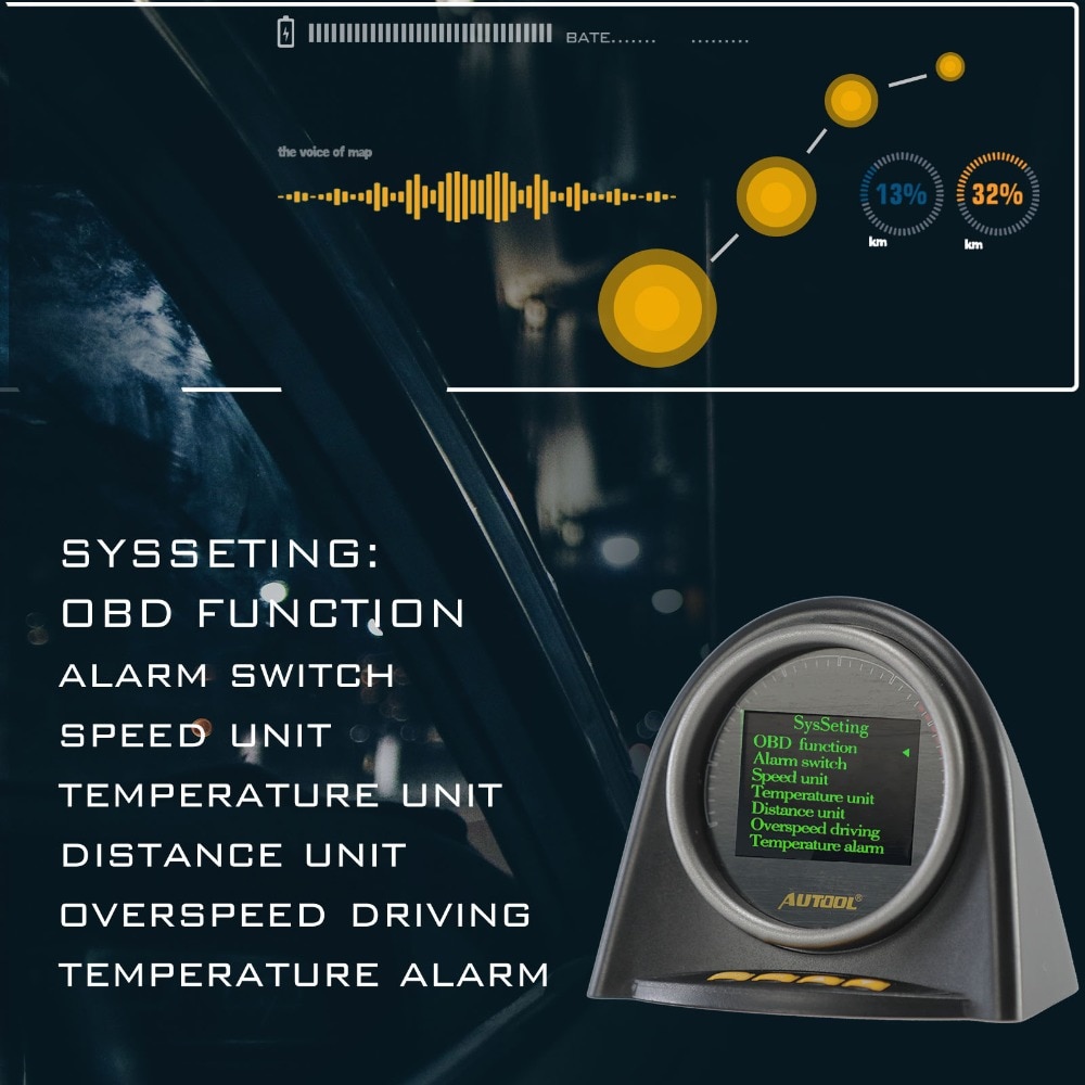AUTOOL X70 Pantalla de cabeza para coche OBD2, medidor de cabeza para Auto HUD, velocímetro de temperatura automotriz, escáner de código de diagnóstico OBDII completo