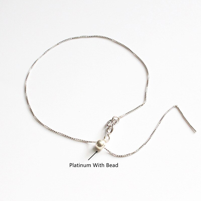 Lo Paulina Solid 925 Sterling Zilver Slide Verstelbare 0.65Mm Box Chain Enkelband 18/23Cm Voor Mode Vrouwen Te Dragen Sieraden: Platinum Bead / 23cm