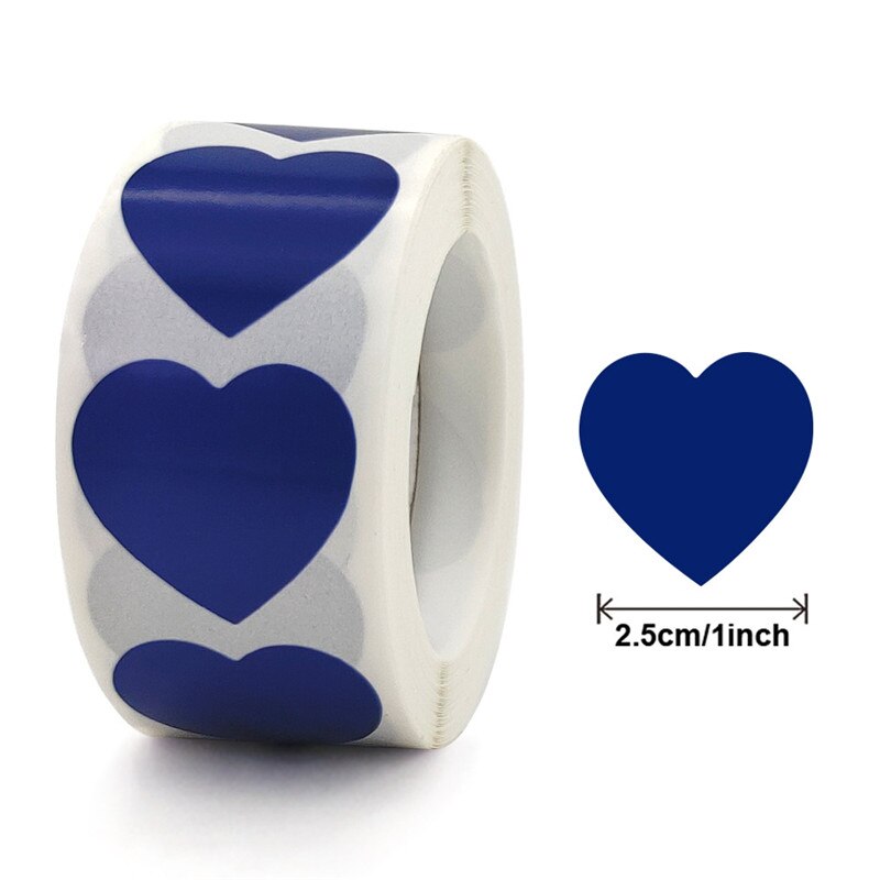 Étiquettes autocollantes en forme de cœur rose vif, étiquette autocollante pour mariage, carte de remise de diplôme, enveloppe, scellage, 1 pouce: royal blue heart / 1000 pcs