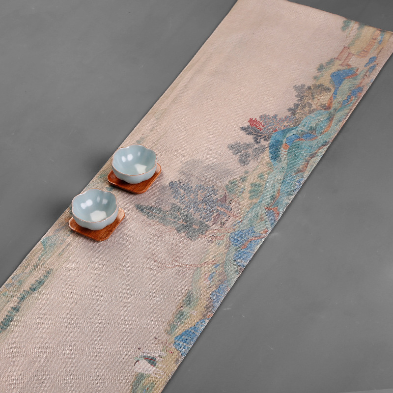 Retro kinesisk stil linje viskestykke duge tabel flag kung fu te tilbehør tehus spisebord mat indretning hjem tekstilela 604