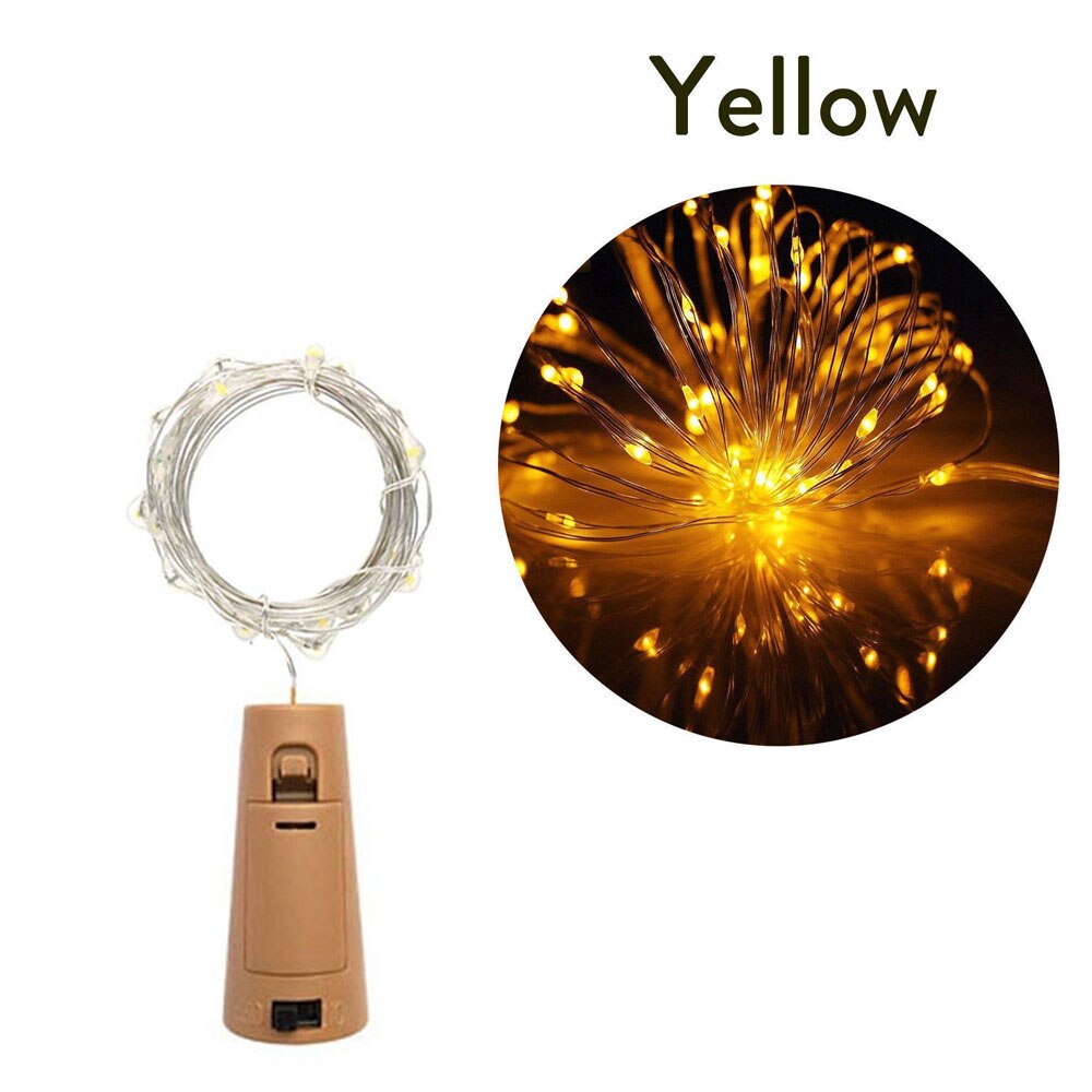 3m vinflasker med kork 30 led flaske lys batteri kork til fest bryllup jul halloween bar indretning varm hvid snor lampe: Gul