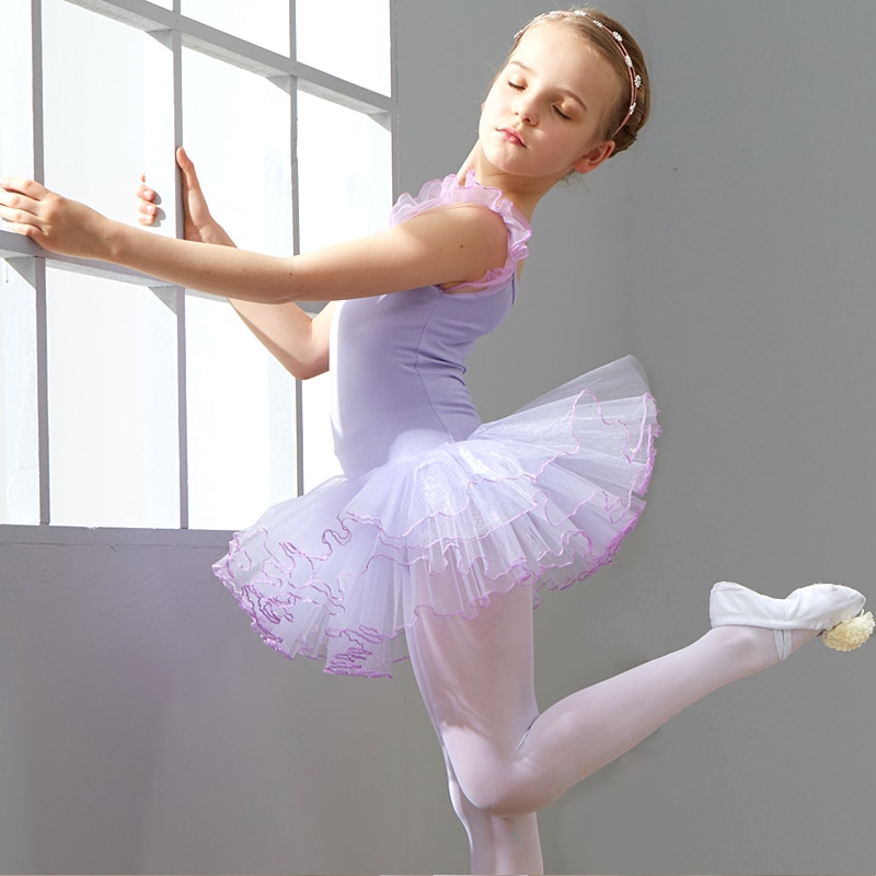 Baumwolle und Spandex Ballett Kleid Ballettröckchen Ballett Danse für Mädchen freundlicher freundlicher Ärmellose Tüll tanzen