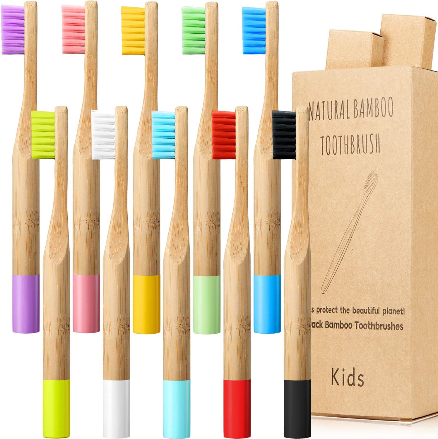 Bamboe Tandenborstel, 10 Stuks Biologisch Afbreekbare Tandenborstel Met Medium Harde Haren, Afgeronde En Comfortabele Handvat Tandenborstel: WHITE