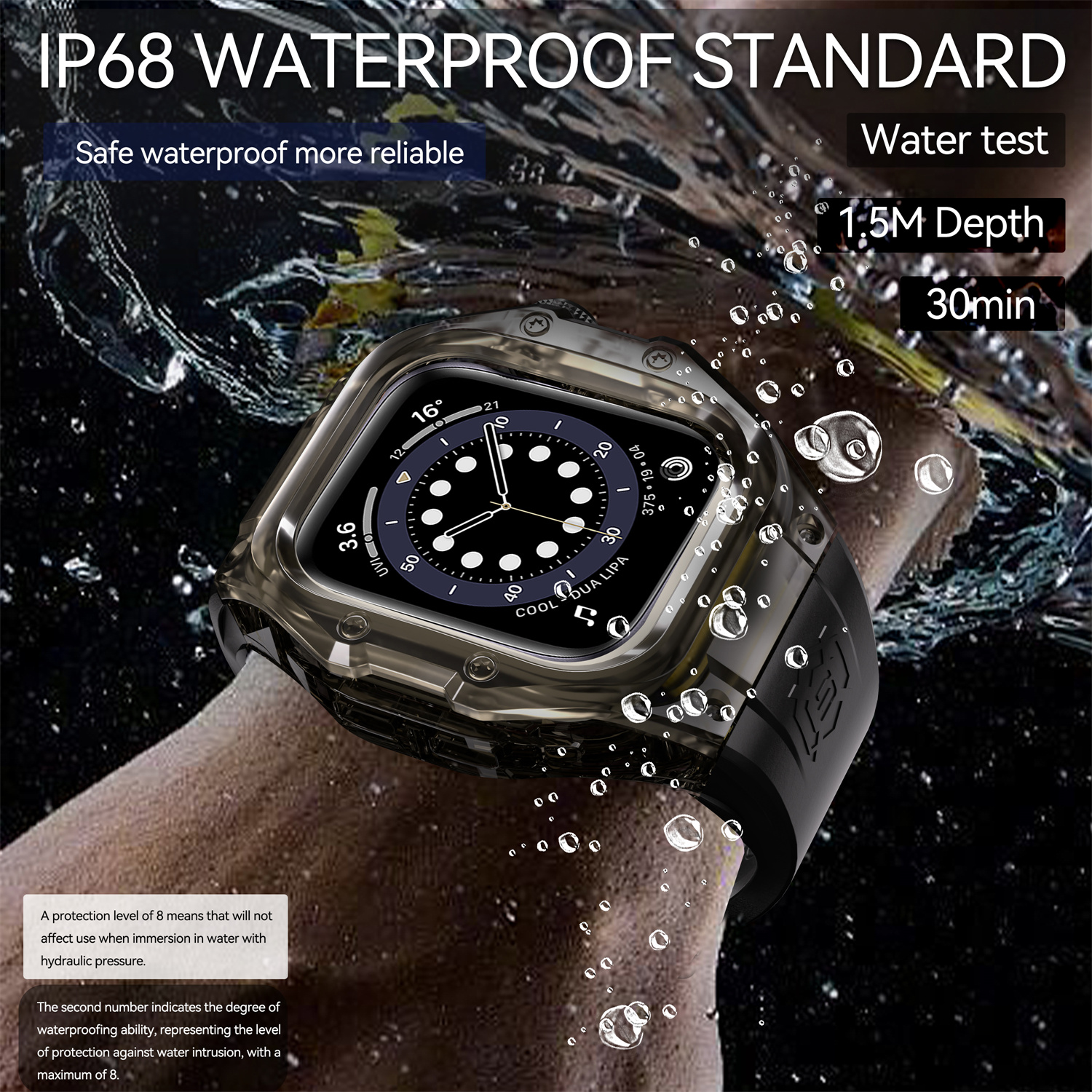 ShellBox IP68 wasserdichtes Sportuhrengehäuse für Apple Watch Serie 10, für iWatch 46 mm S10 Silikonarmbandgehäuse Tauchen und Schwimmen