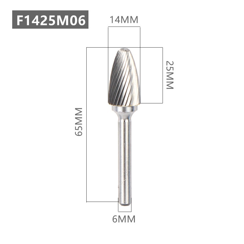 1pc Head Tungsten Carbide Rotary file Tool Drill Milling Carving Bit Tools Point Burr Die Grinder Abrasive Tools: F1425M06