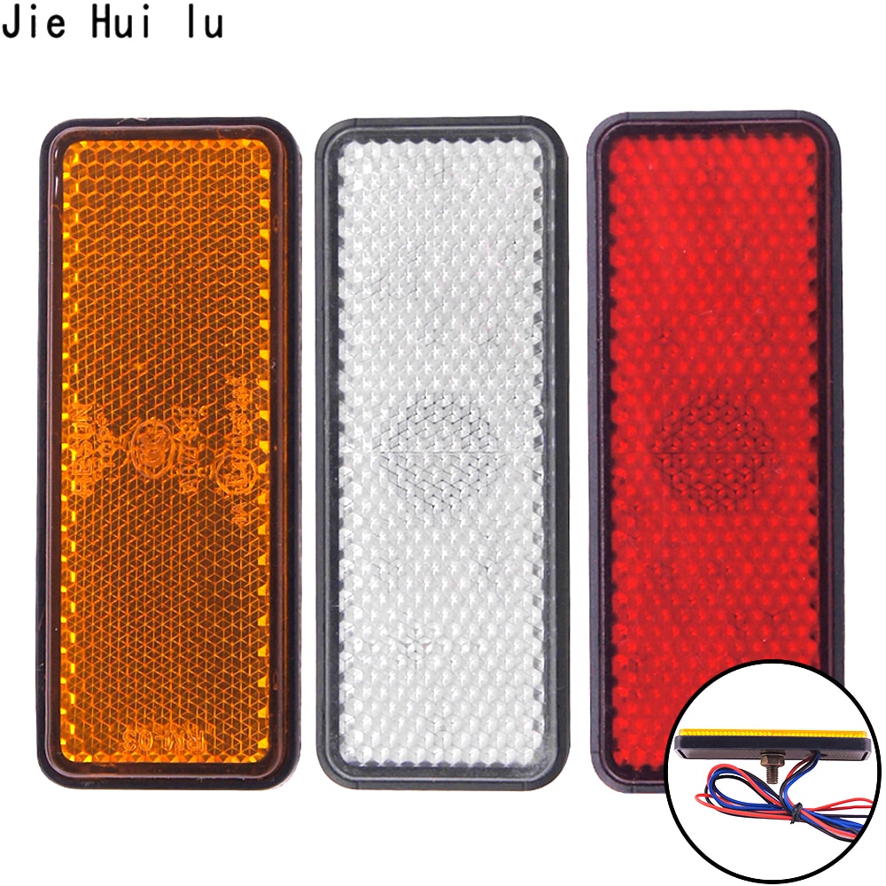 1 Pair 24LED Rectangle Motorcycle Reflector Tail Brake Turn Signal Light Lamp Car ATV LED Reflectors Truck Side Warning Light