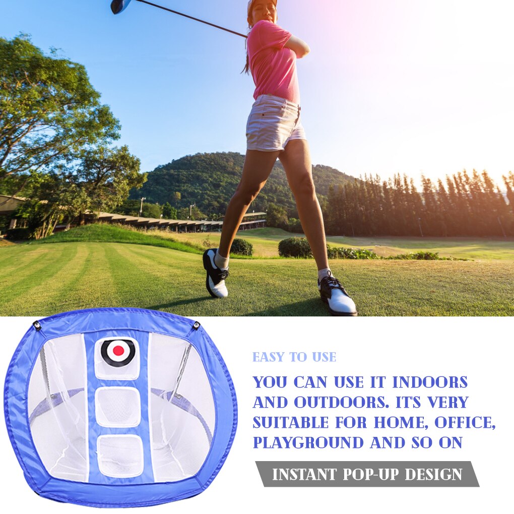 Golf Chipping Net Portable Folding Swing Practice Hitting Mesh for Indoor Outdoor with Storage Bag, Blue