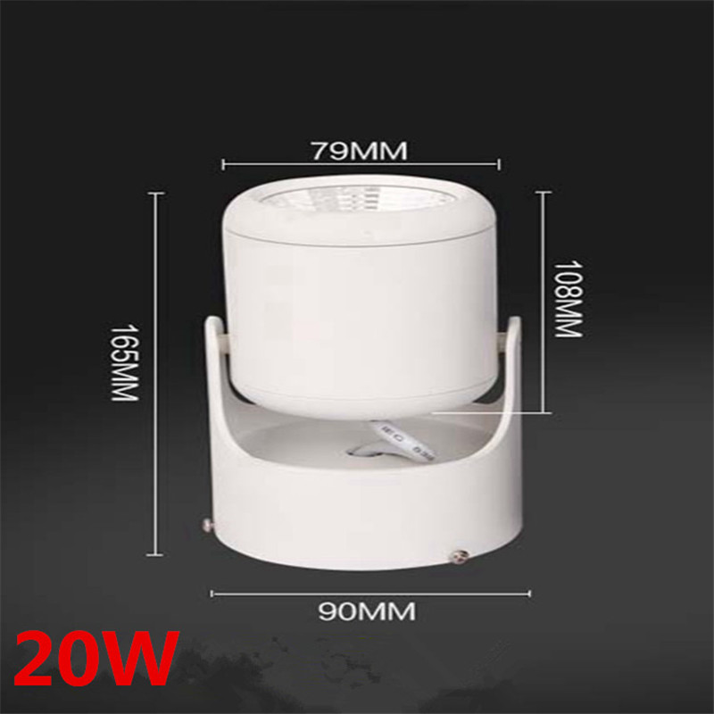 ! 10w 20w cob led downlights utenpåliggende takspotlight 180 graders rotasjon takdownlight  ac85-265v