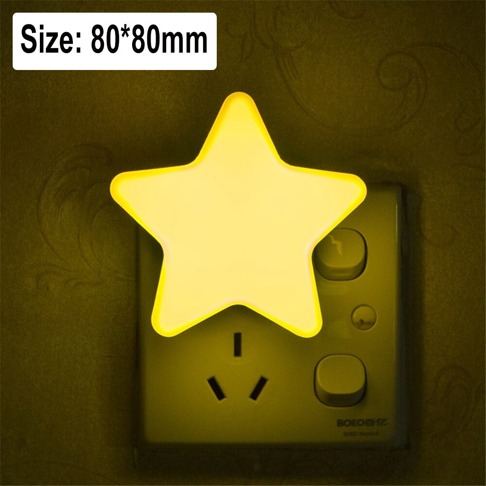 Sensor kontrol mini stjerne måne led lys eu/us stik natlampe til sengelampe baby soveværelse børne & #39 ;s værelse sove dekoration: Gul-stjerne / Euplug