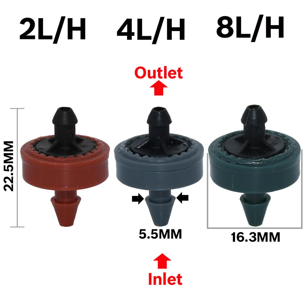 200 Pcs 2L 4L 8L/H Druk Compenseren Druppelirrigatie Emitter Turbo Stijl Druppelaar Tuin Watering 4/7mm Pe Slang Kas