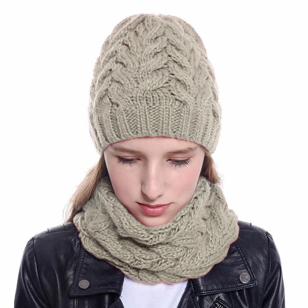 Winter muts sjaal set voor meisjes dames gebreide muts met zoom, muts, muts, casual warme muts, echarpe bonnet femme  #3f