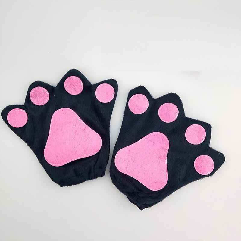 Kids Kinderen Meisje Dier Kostuum Hond Dalmatische Cosplay Hoofdband Tutu Rok Tie Party Props Baby Shower Halloween: black paw gloves