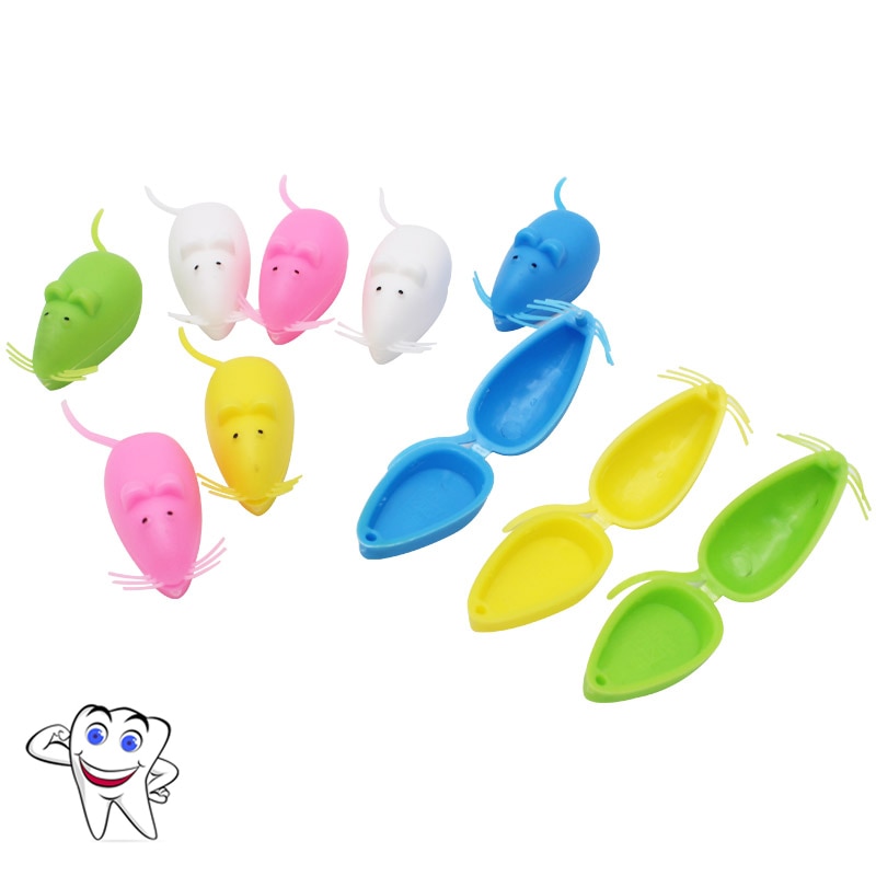 10PCS Baby Tooth Box Organizer Mouse Plastic Milk Teeth Storage Box Save Collect First Tooth for Boy Girl Random Color