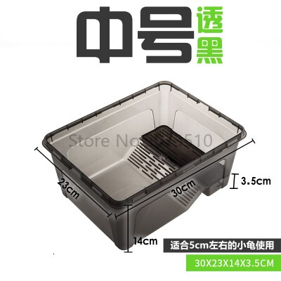 Turtle Tank with Drying Platform, Turtle Breeding Box, Brazilian Turtle, Nursery Pot, Terrarium, Transparent Amphibious Villa: Clear