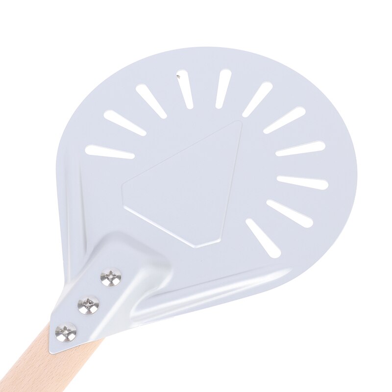 Pizza Draaien Kleine Pizza Schil Paddle Korte Ronde Pizza Tool Non Slip Houten Handvat 7 Inch Geperforeerde Pizza Schop Aluminium