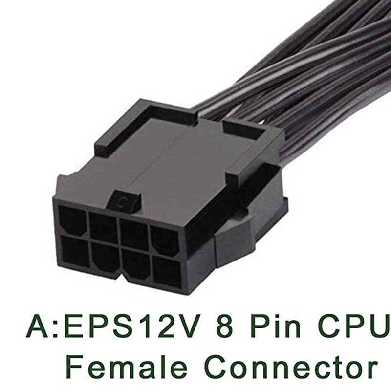 CPU 8 Pin Female to CPU 8 Pin and ATX 4 Pin Male Power Supply Extension Cable EPS 12V for Motherboard, 20cm