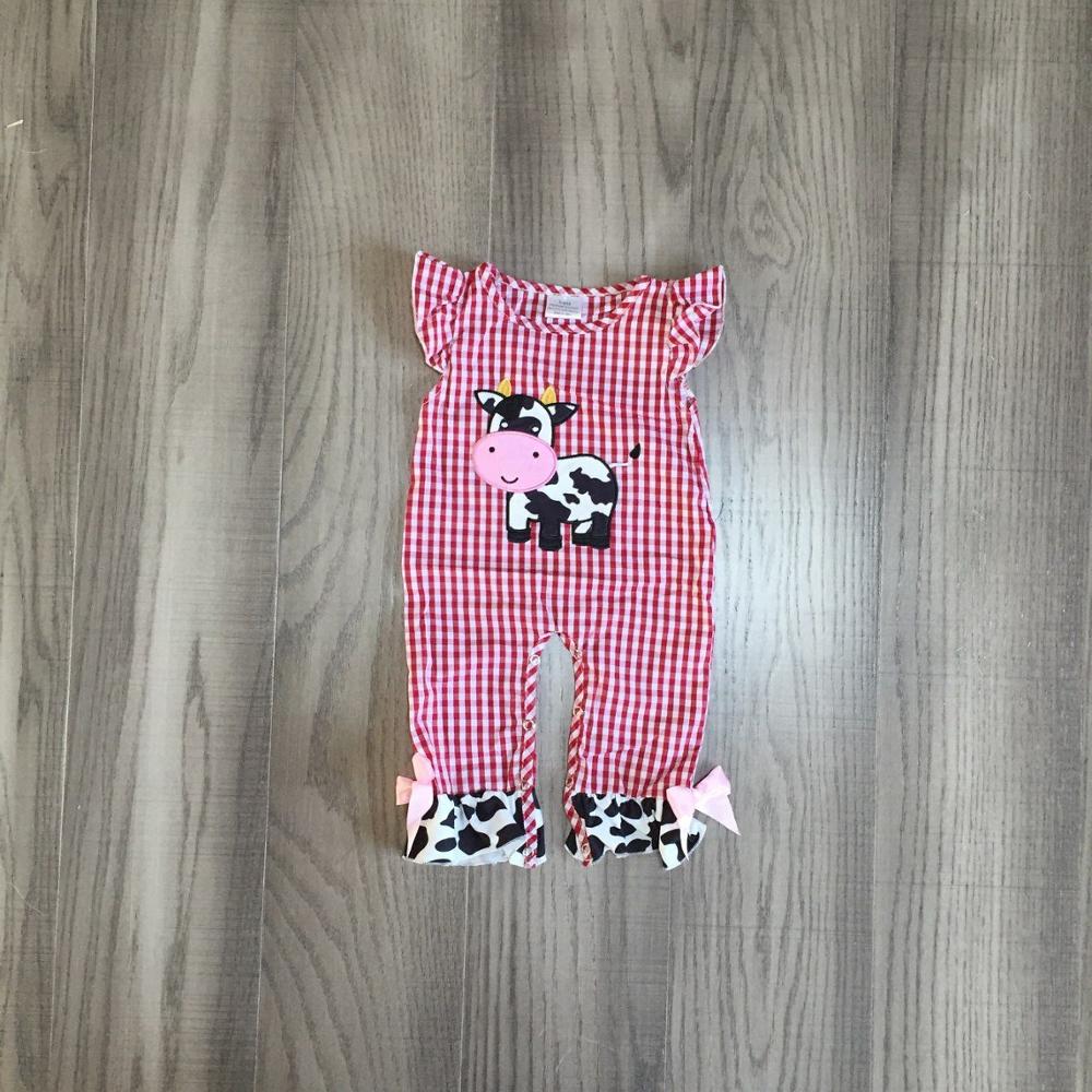 baby girl clothes baby farm romper infant toddler romper baby milk cow pineapple slip romper: Pink / 3M