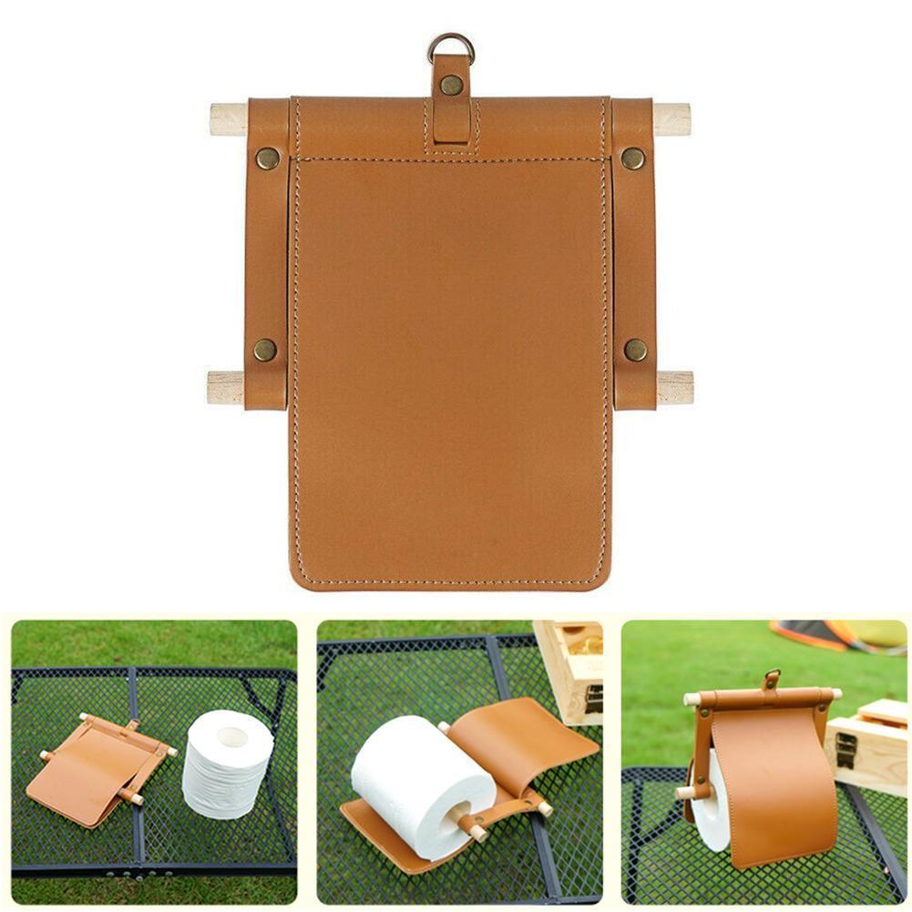 Nordic Toiletrolhouder Faux Leer Thuis Opknoping Papier Outdoor Rolhouder Hout Box Tool Camping Picknick Kunstleer Ti r4Q8