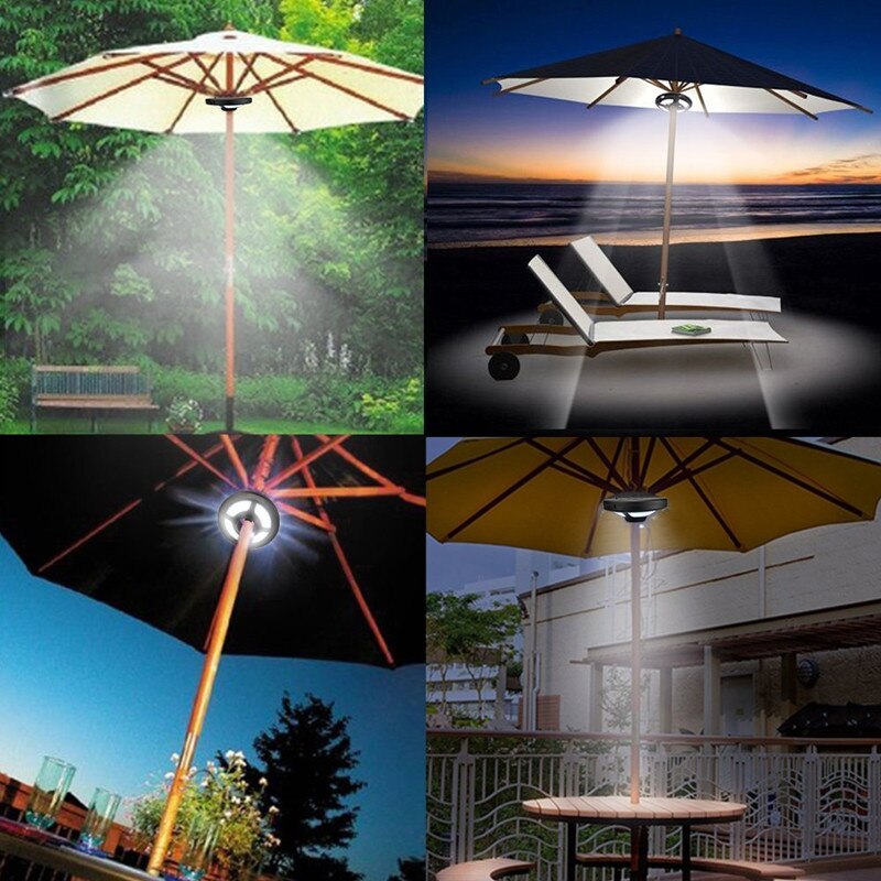 Luces LED para sombrilla, paraguas de Patio para exteriores, lámpara para tienda de campaña, soporte para vacaciones, carga USB NW
