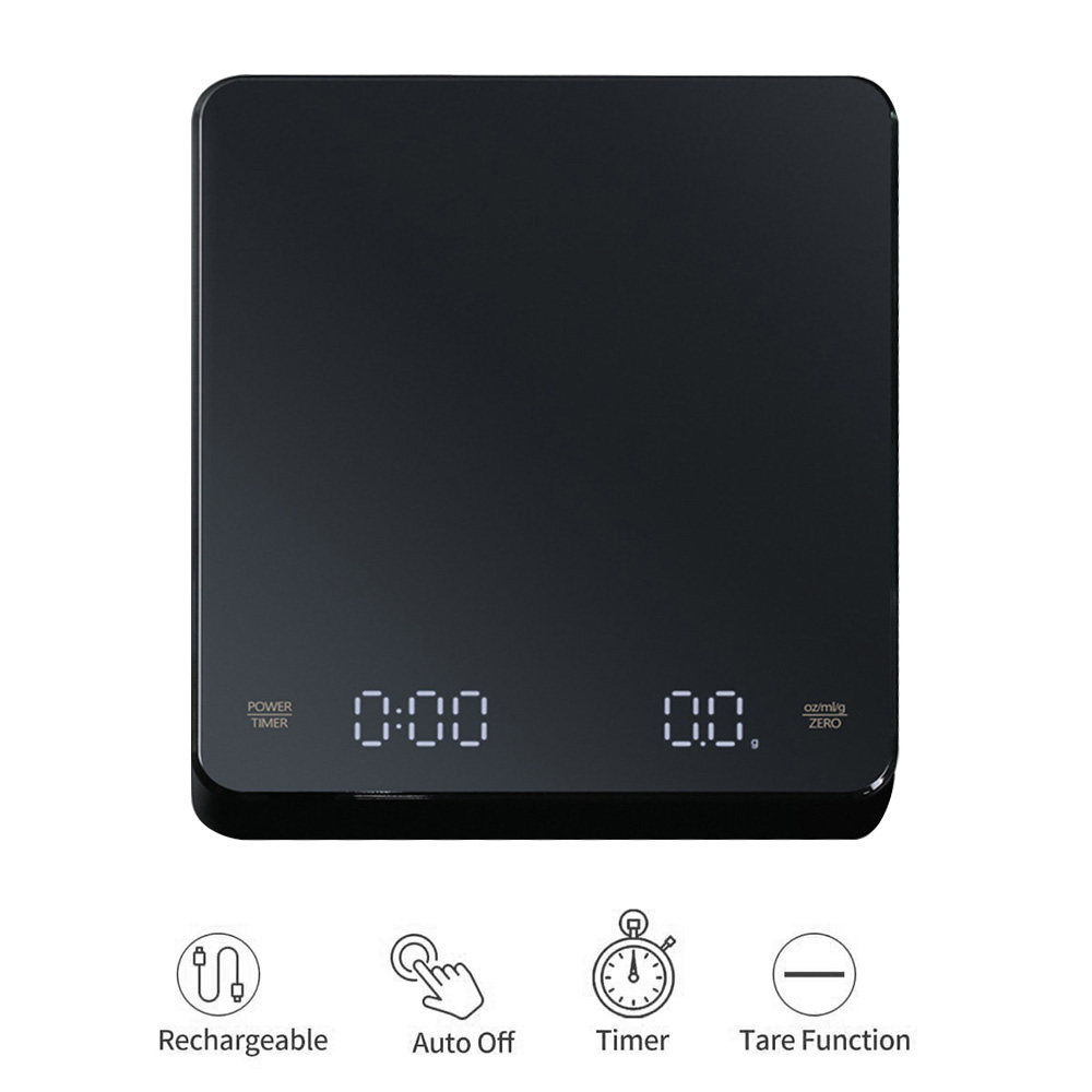 Digitale koffieweegschaal met timer LED-scherm Espresso USB 3 kg Max. Wegen 0,1 g Hoge precisie Maatregelen in Oz/ml/g Keukenweegschaal