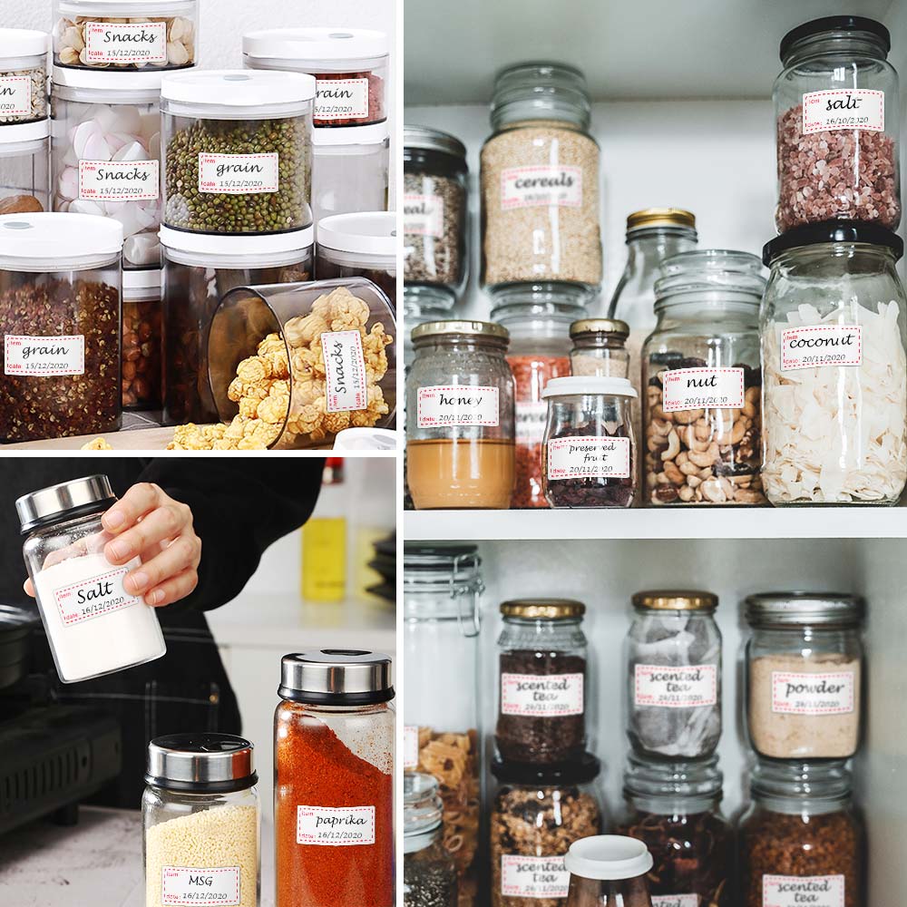 2pcs 1000stickers/1pcs Material Food Storage Label Refrigerator Freezer Food Storage Date Content Stickers for Container Tin Bin