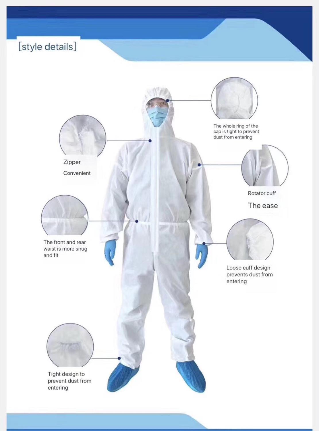 isolation gown protective cloth coverall disposable waterproof nonwoven XL 175 DUSTPROOF