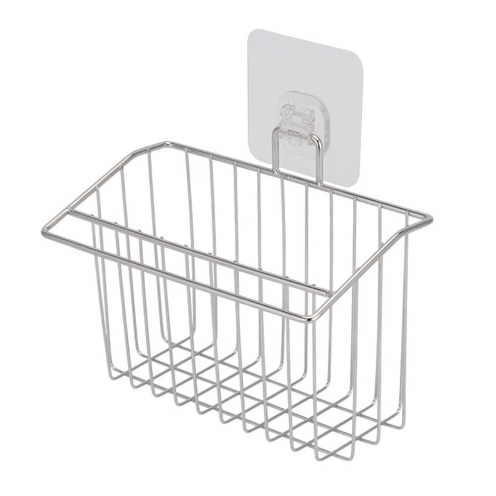 Stainless Steel Wall Mounted Hanging Sink Drain Basket Sponge Soap Holder Rack