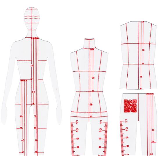 de vêtements rendus Style Original Mannequin manuscrit dessin modèle plastique règle ensemble