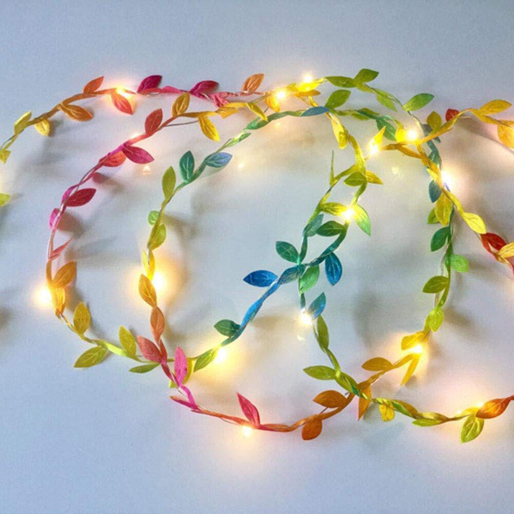 2m 20LED String Lights Green Leaf Garland Vine Fairy Lights 4.5V 10m 100LED Festival Christmas led light Flexible Battery Power: colorful / 2m 20leds