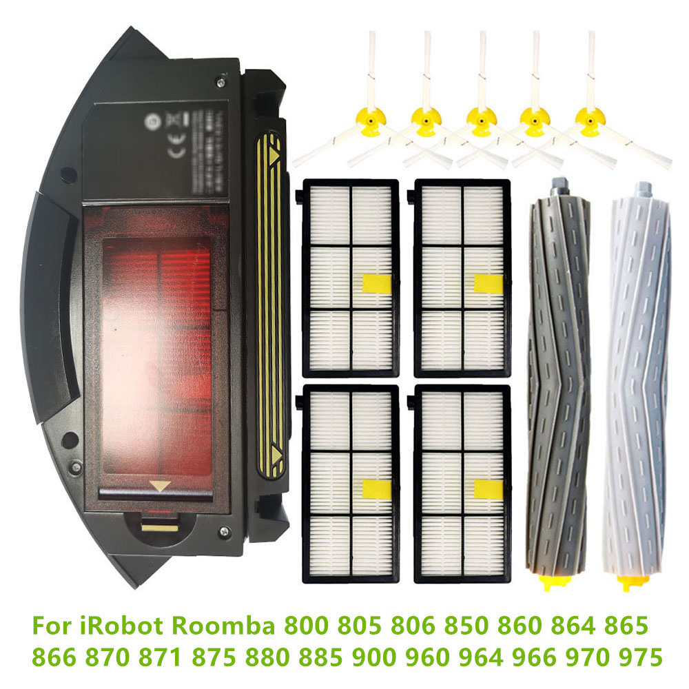 Caja de polvo filtro Hepa cepillos laterales principales para iRobot Roomba 800 805 806 850 860 864 865 866 870 871 875 880 885 960 964 966 970 975: Multicolor
