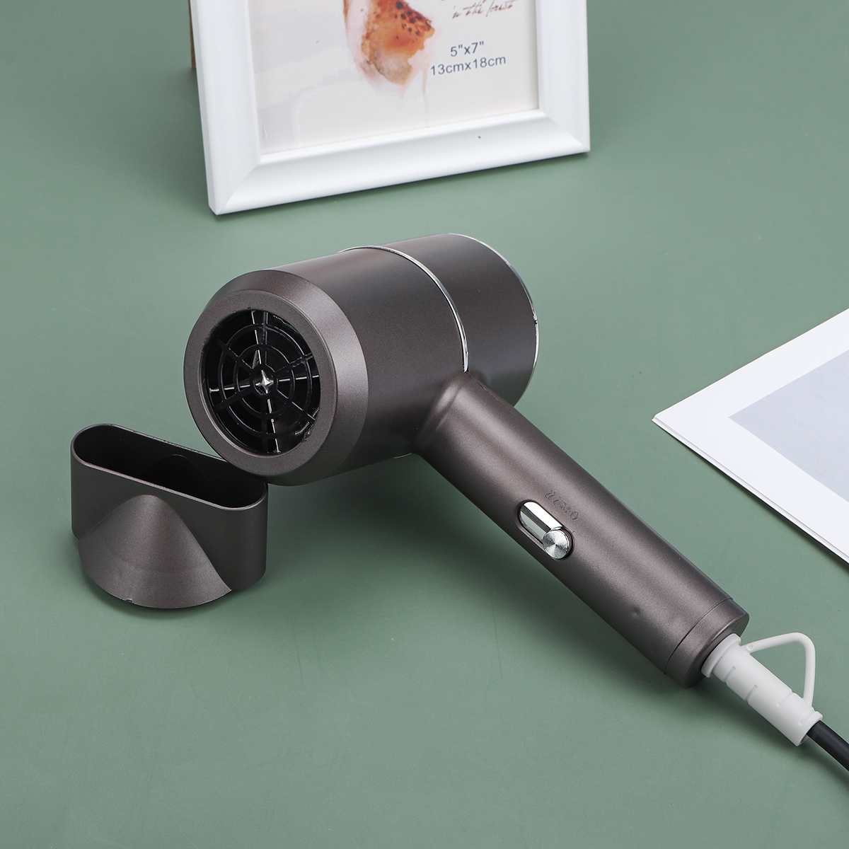 3000W Föhn Professionele 3 Gears /Koud Air Föhn Krachtige Kapper Salon Styling Tools Draagbare Haardroger diffuser: Grijs / EU