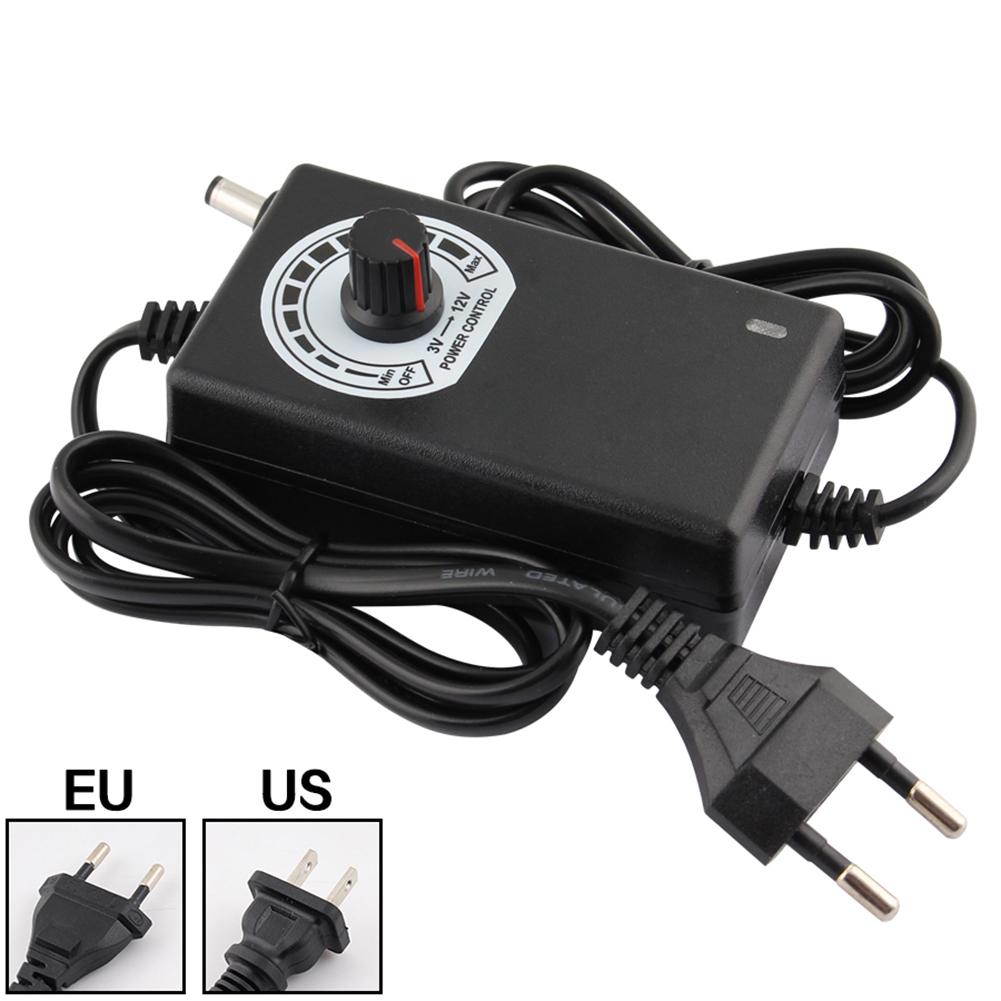 3v-12v 2a 24w justerbar strømforsyning adapter motorspændingsregulator us/eu stik
