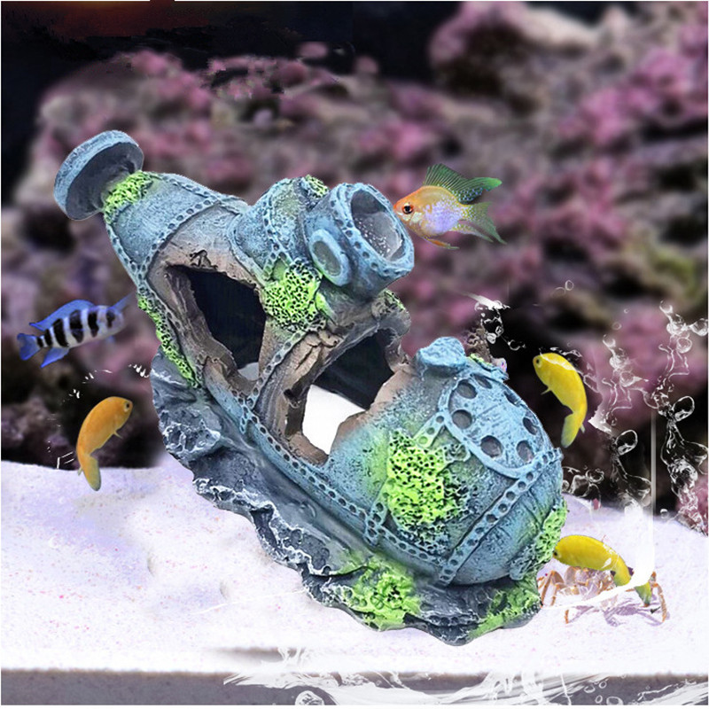 Aquarium Dekorationen Landschaft Piratenschiff Wrack Schiff Jahrgang Harz Stiefel Aquarium Zubehör Heimat Dekorationen