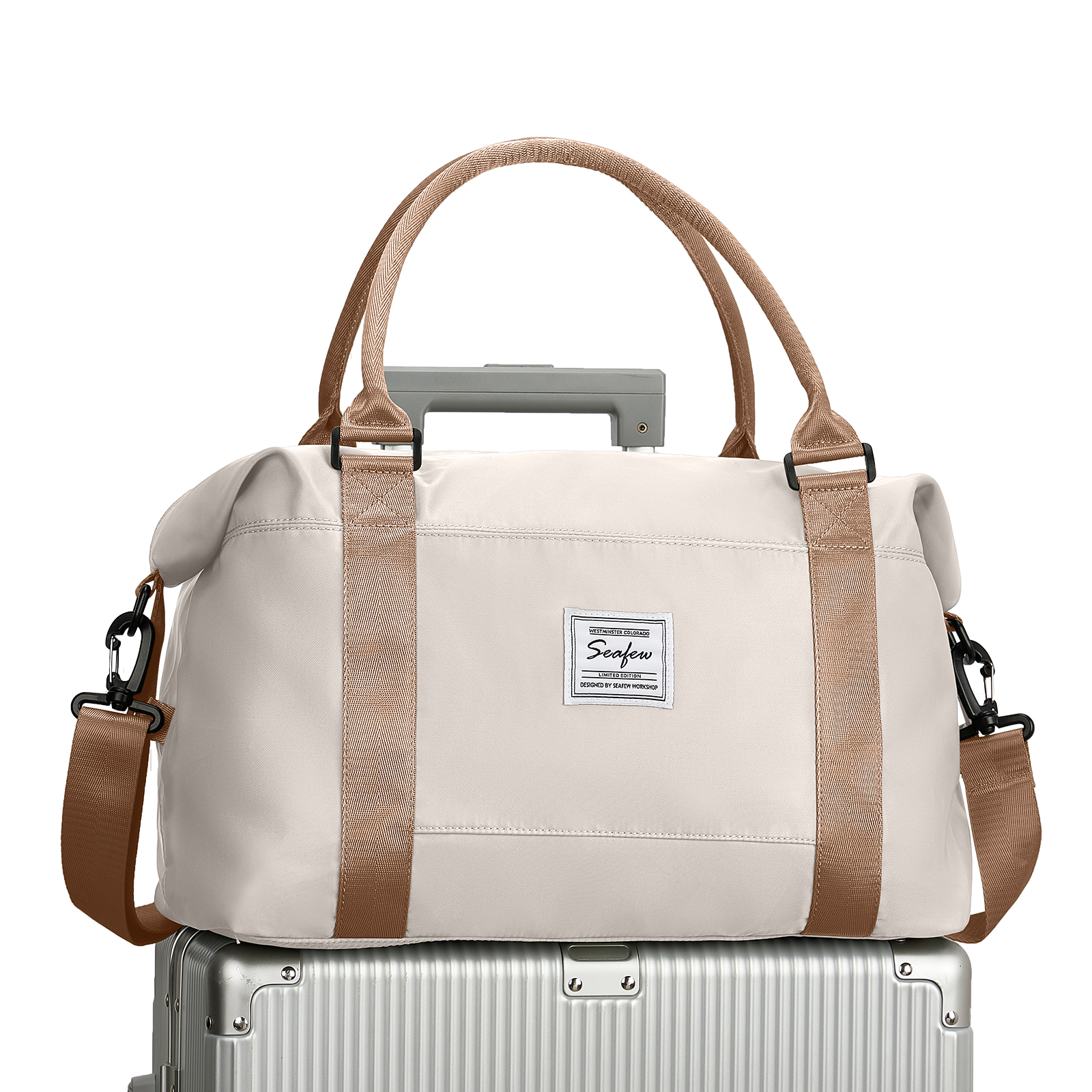 Travel Bag Male Female Large-Capacity Hand Luggage Travel Cabin Aircraft 40x20x25, Short-Distance Travel Weekender Overnight Bag: Beige