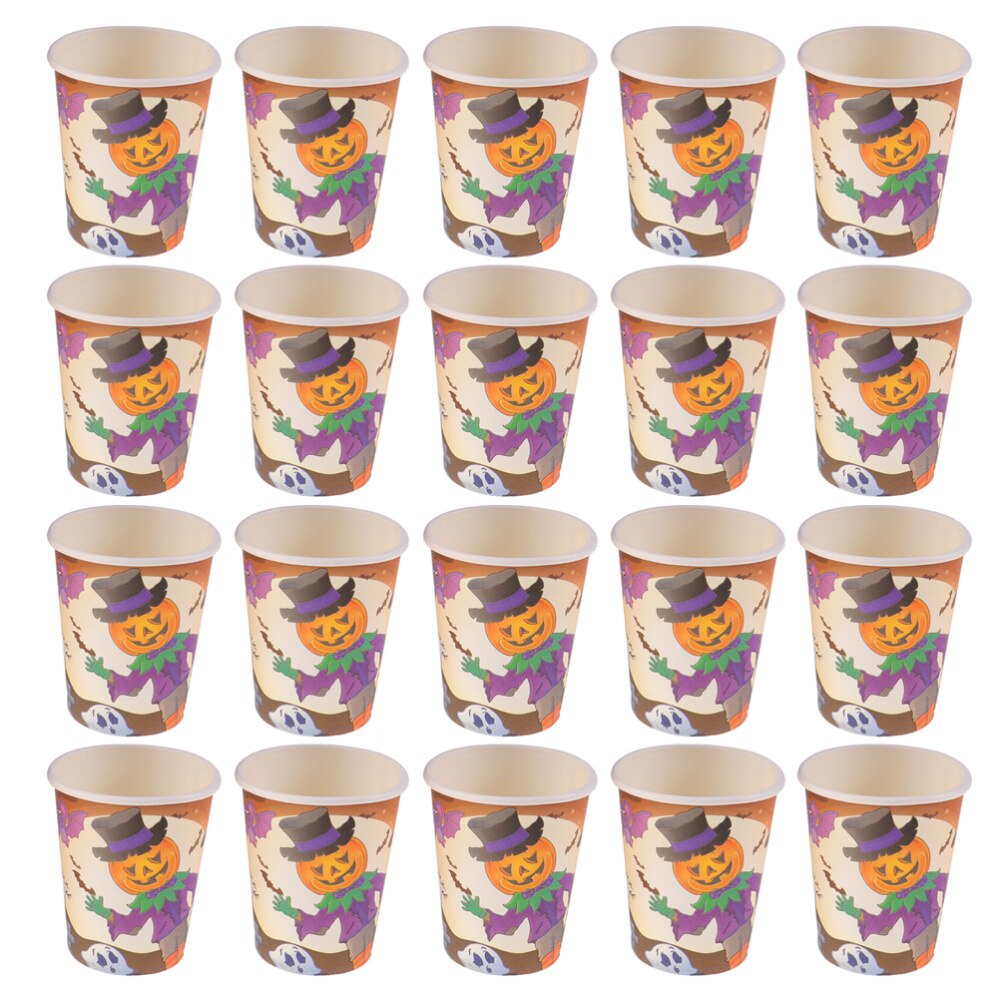 20Pcs Paper Cups Halloween Disposable Drinking Cups Party Paper Supplies: Assorted Color 1