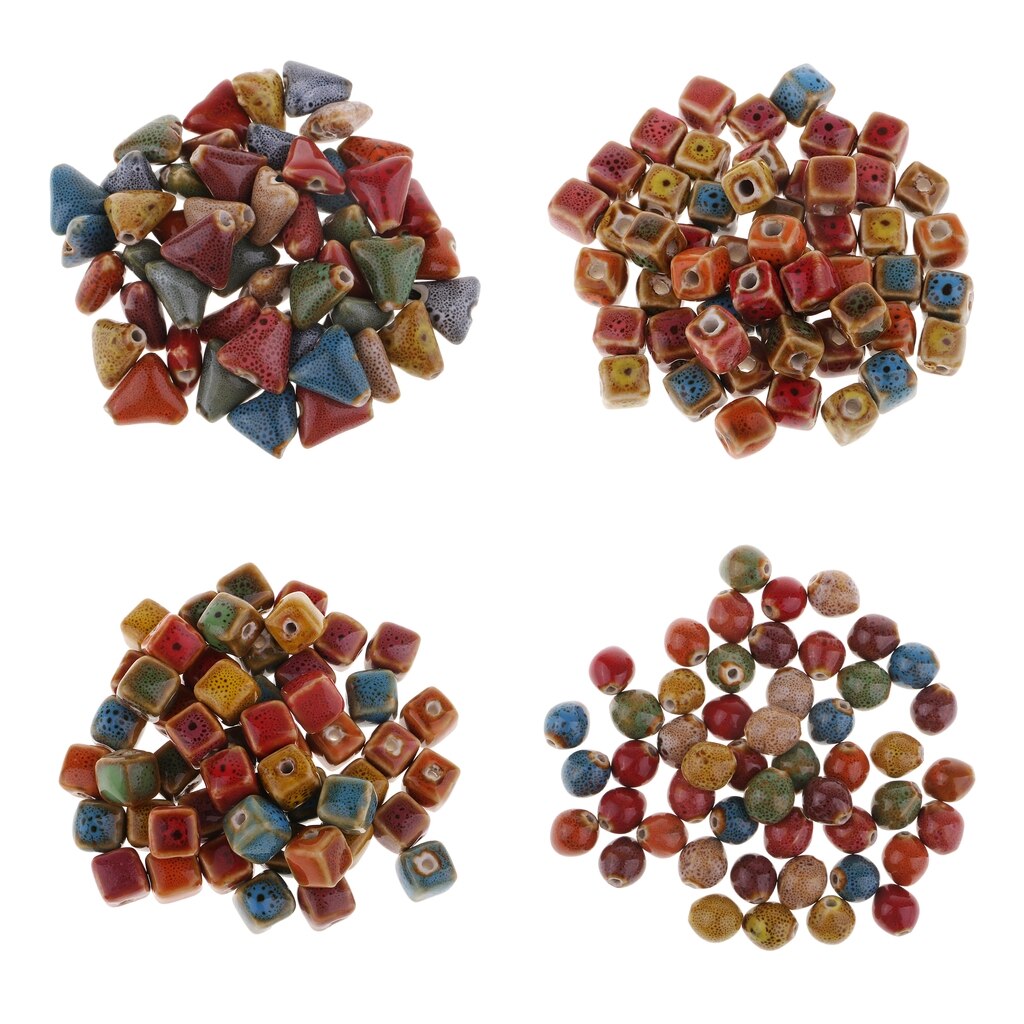 Cuentas de porcelana y cerámica para pulsera, abalorios de porcelana y cerámica para manualidades, cuentas sueltas hechas a mano, 50 unidades