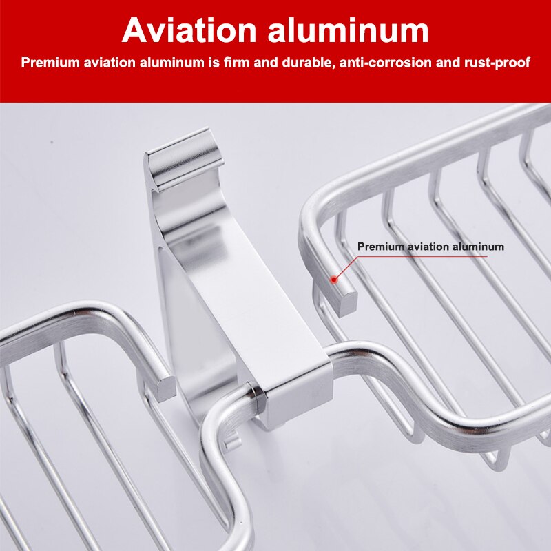 Soap Dish Bathroom Soap Holder Tray Aluminum Soap Rack Shelf Wall Mounted Accessories Shower Plate Storage Basket