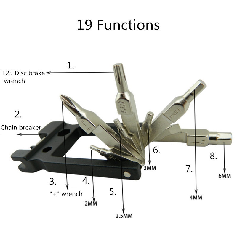 19 in 1 Multifunctionele Fietsen Fiets Reparatie gereedschap Sets Weg Mountainbike Tool Kit Opvouwbaar Inbussleutel Cycle Schroevendraaier tool